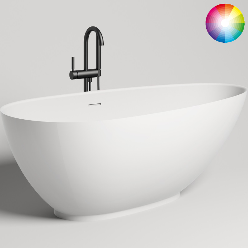 Ванна отдельностоящая Salini S-Sense Paola 101511GF 160x77x57 (покраска RAL полностью, глянцевый), донный клапан, сифон, слив-перелив