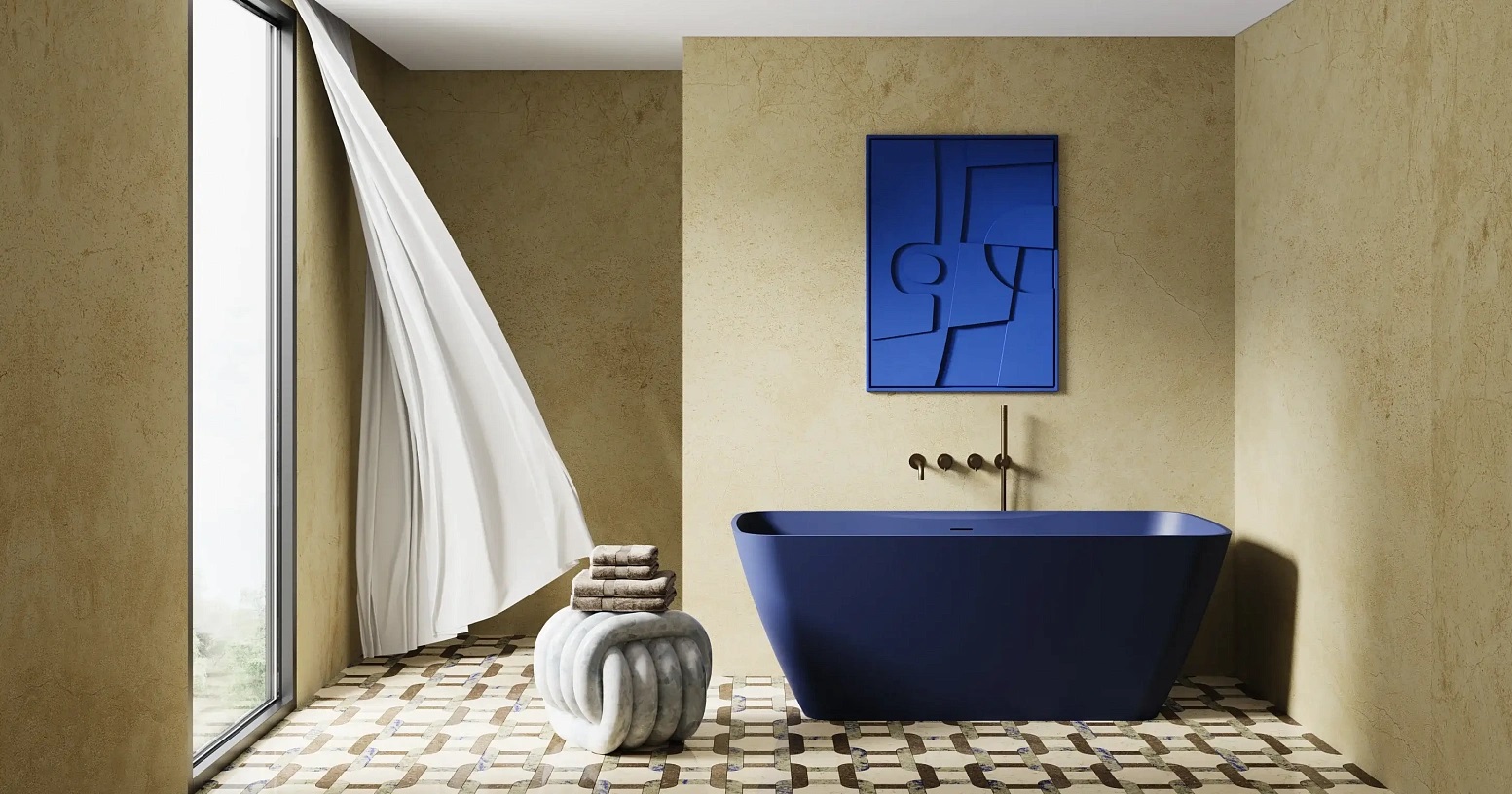 Ванна отдельностоящая Salini S-Stone Agatha 100221MF 179x82x65.5 (покраска RAL полностью, матовый), донный клапан, сифон, слив-перелив