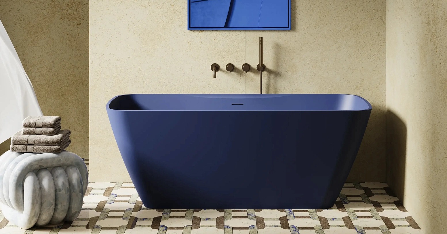 Ванна отдельностоящая Salini S-Stone Agatha 100221MF 179x82x65.5 (покраска RAL полностью, матовый), донный клапан, сифон, слив-перелив