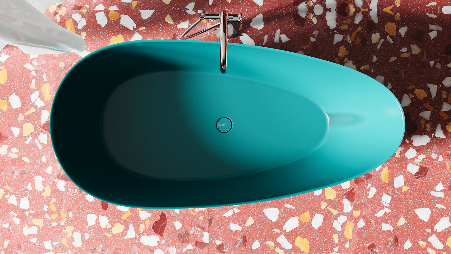 Ванна отдельностоящая Salini S-Stone Paola In 101611SMF 160x77x54 (покраска RAL полностью, матовый), донный клапан, сифон, слив-перелив