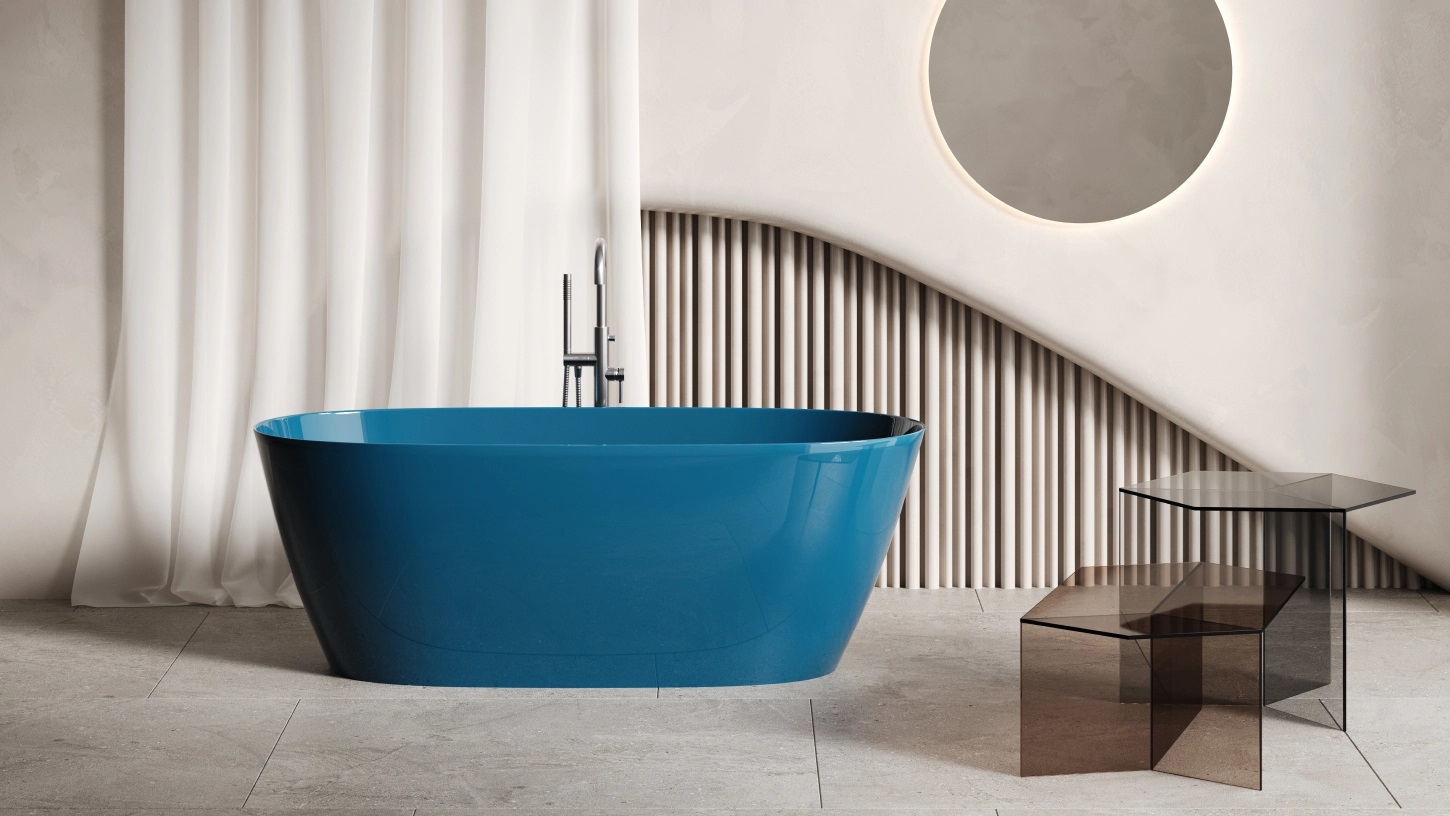 Ванна отдельностоящая Salini Sofia Light S-Sense 103611GF 164x76x58 (покраска RAL полностью, глянцевый), донный клапан, сифон, без перелива