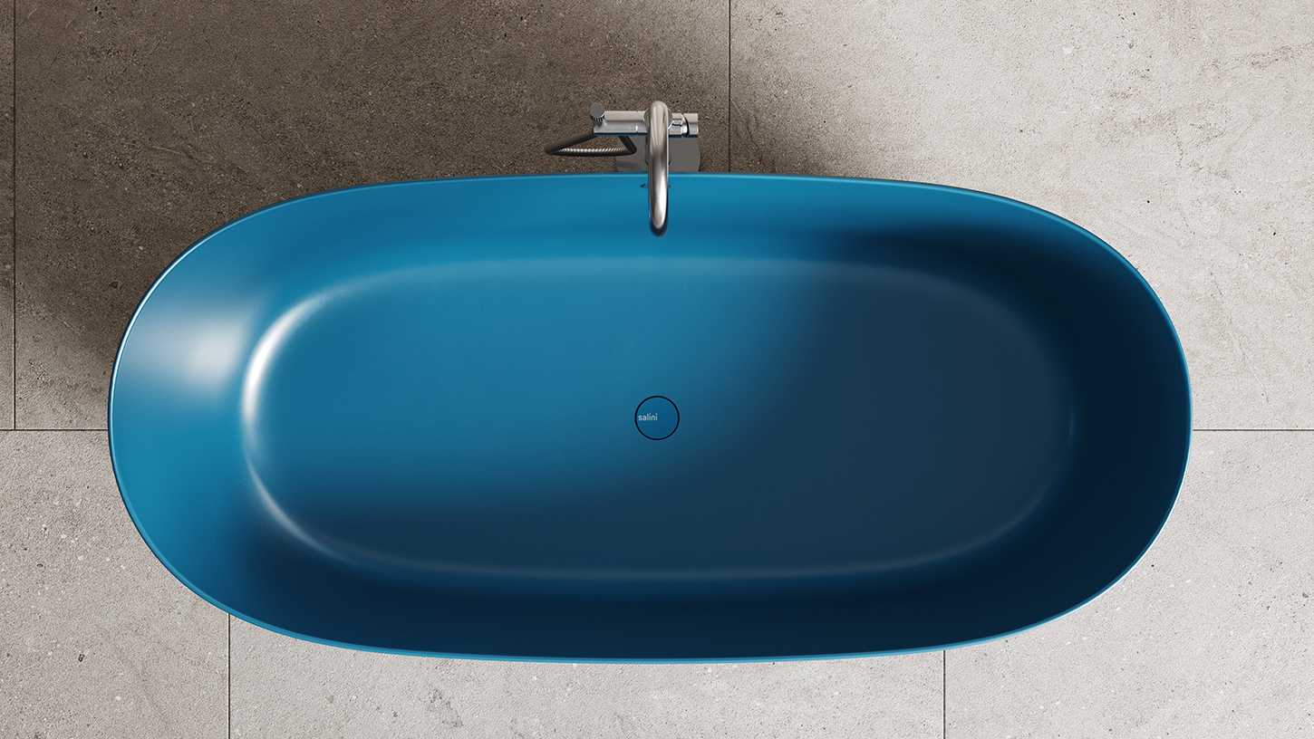 Ванна отдельностоящая Salini Sofia Light S-Sense 103711GF 164.5x75.5x58 (покраска RAL полностью, глянцевый), донный клапан, сифон