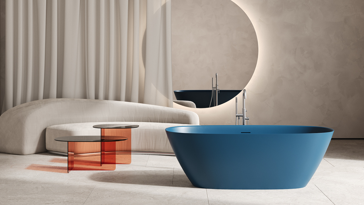 Ванна отдельностоящая Salini Sofia S-Sense 102519GF 185x90x60.5 (покраска RAL полностью, глянцевый), донный клапан, сифон, слив-перелив