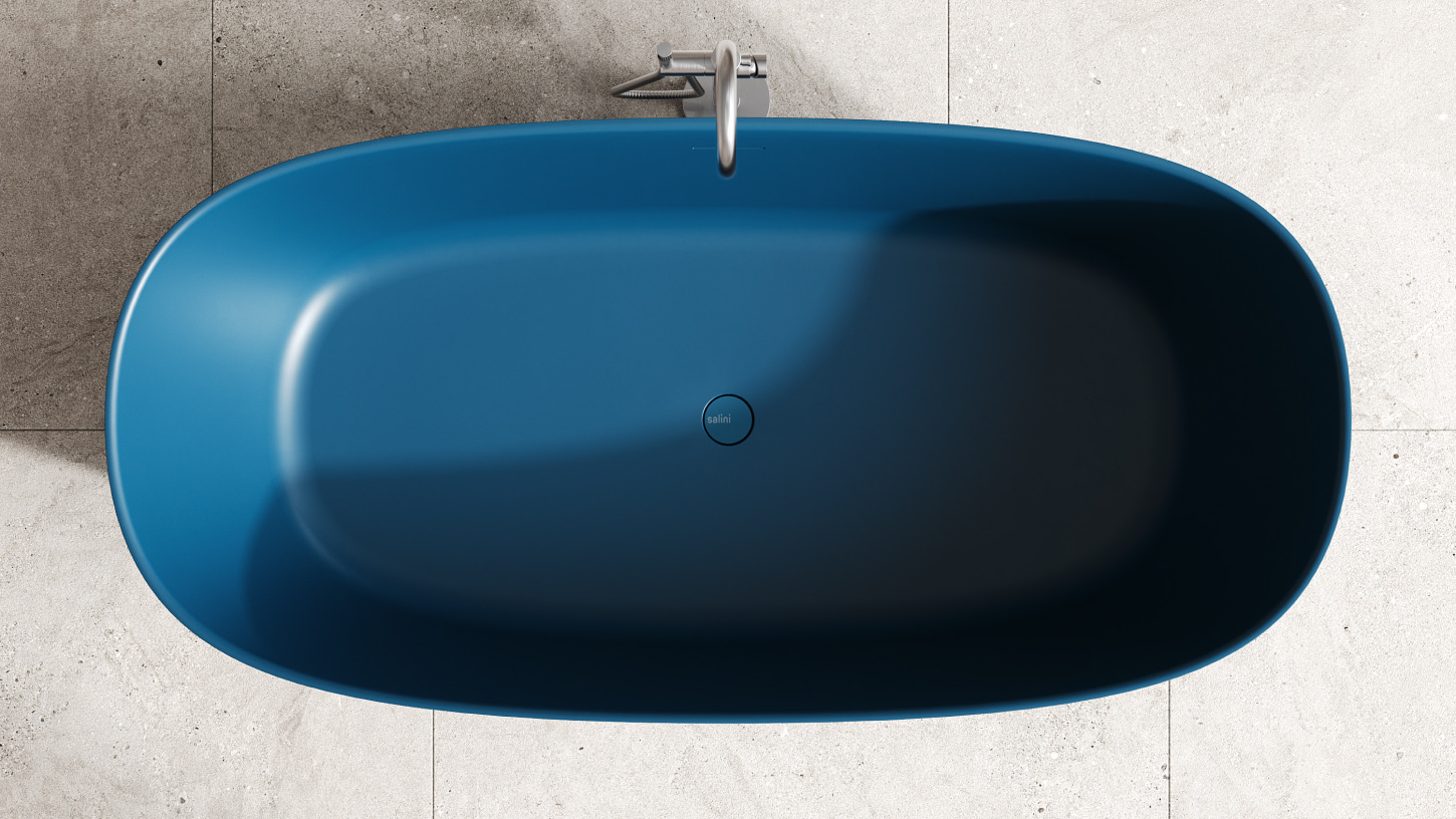 Ванна отдельностоящая Salini Sofia S-Stone 102529MF 185x90x60.5 (покраска RAL полностью, матовый), донный клапан, сифон, слив-перелив