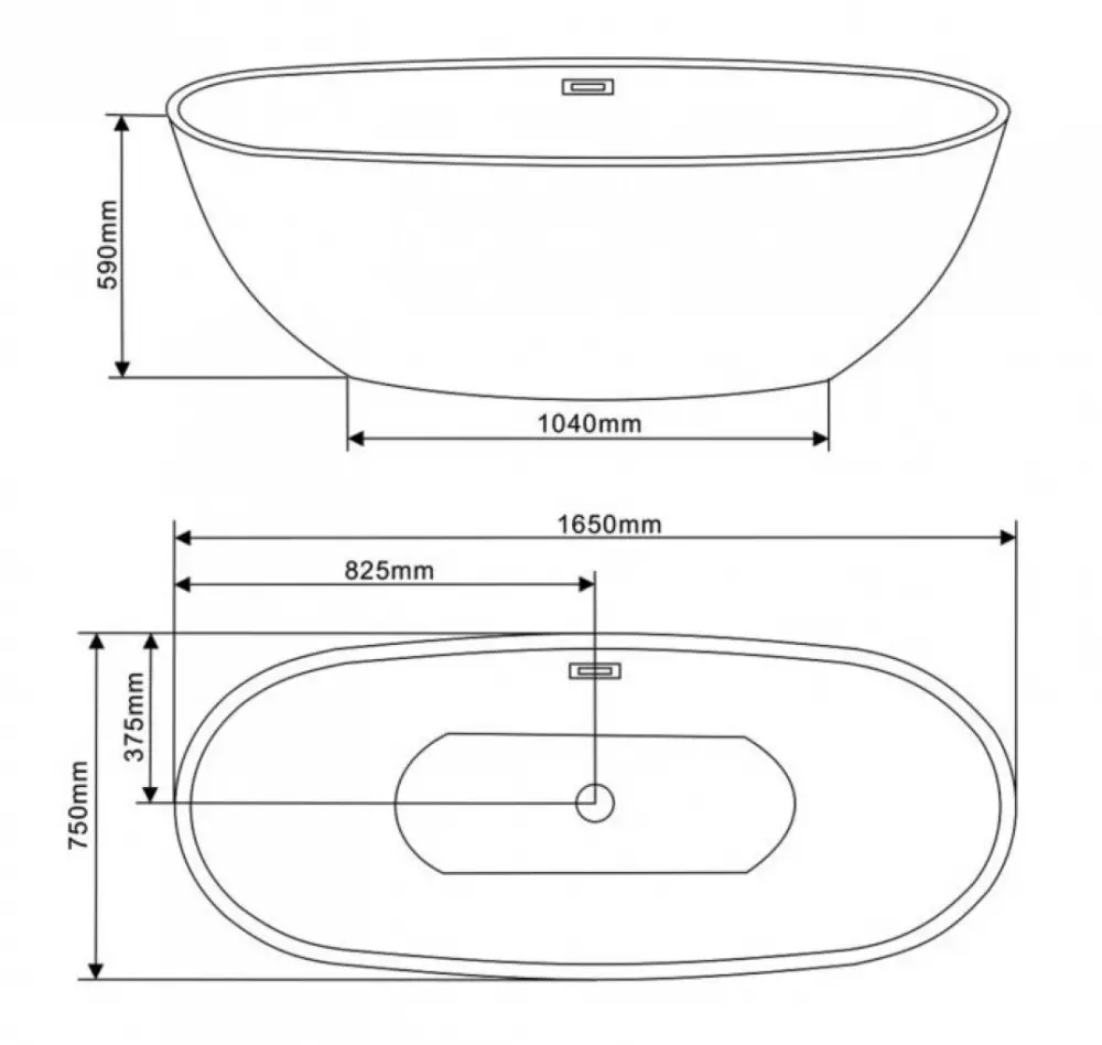 Ванна отдельностоящая Vincea VBT-509 165x75 (белый) , слив-перелив в комплекте