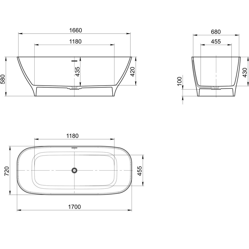 Ванна отдельностоящая Whitecross Clover 0220.170072.200 170x72 см, (белый матовый), иск. камень