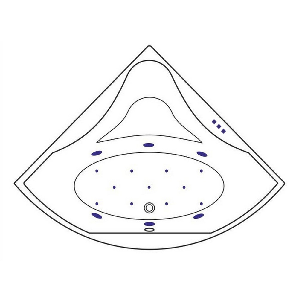Ванна гидромассажная акриловая Excellent Glamour RELAX WAEX.GLA15.RELAX.WH 150x150 (белый глянцевый), каркас, слив-перелив