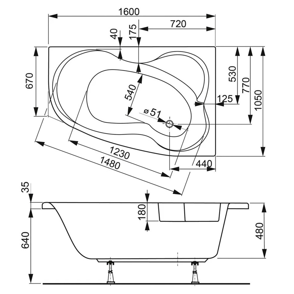 Ванна приставная акриловая Vagnerplast Melite VPBA163MEL3LX-04 160x105 (белый), левая