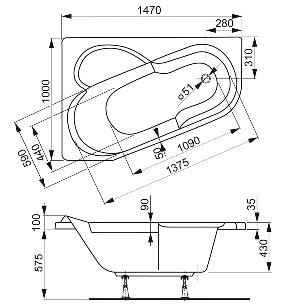 Ванна приставная акриловая Vagnerplast Selena VPBA141SEL3LE-04 147x100 (белый), левая