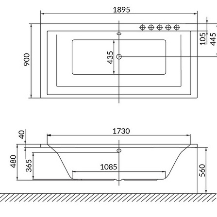 Ванна пристенная акриловая Excellent Crown Lux WAEX.CRG19WH 190x90 (белый глянцевый), без слива-перелива