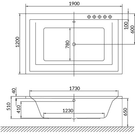 Ванна пристенная акриловая Excellent Crown Lux WAEX.CRO19WH 190x120 (белый глянцевый), без слива-перелива 