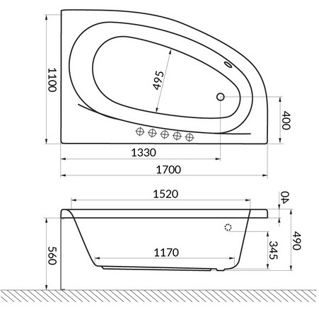 Ванна гидромассажная Excellent Kameleon SOFT WAEX.KMP17.SOFT.WH 170x110 (белый глянцевый), каркас, слив-перелив, правая