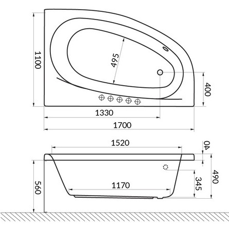 Ванна пристенная акриловая Excellent Kameleon WAEX.KMP17WH 170x110 (белый глянцевый), без слива-перелива, правая