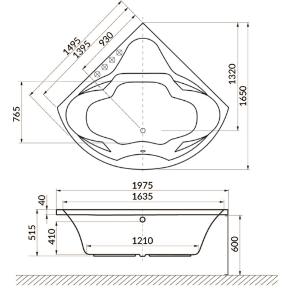 Ванна пристенная акриловая Excellent Konsul WAEX.KON15WH 150x150 (белый глянцевый), без слива-перелива 