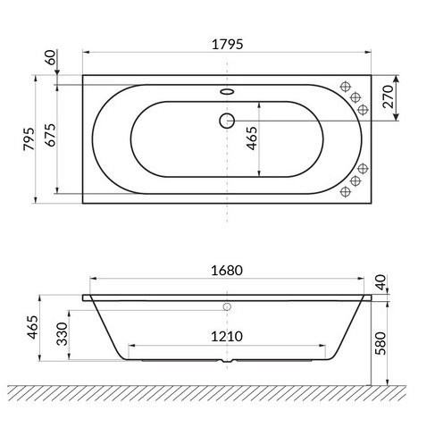 Ванна пристенная акриловая Excellent Oceana WAEX.OCE18WH 180x80 (белый глянец), без слива-перелива