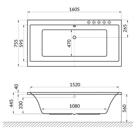 Ванна пристенная акриловая Excellent Pryzmat WAEX.PRY16WH 160x75 (белый глянец), без слива-перелива