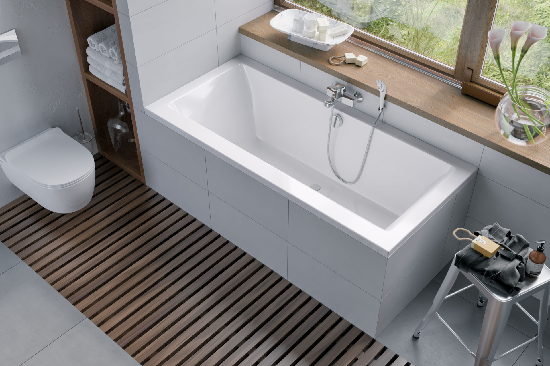 Ванна пристенная акриловая Excellent Pryzmat WAEX.PRY17WH 170x75 (белый глянец), без слива-перелива