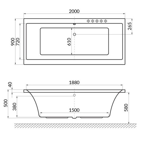 Ванна пристенная акриловая Excellent Pryzmat WAEX.PRY20WH 200x90 (белый глянец), без слива-перелива