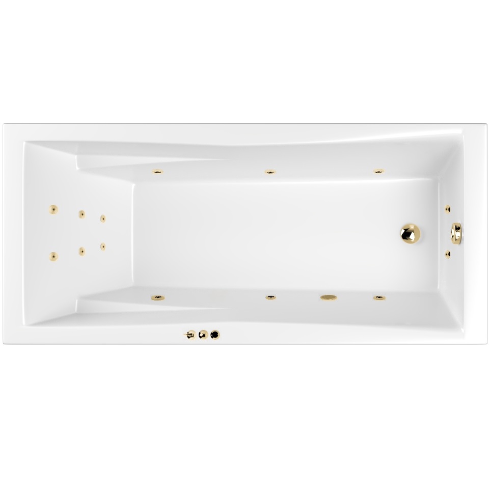 Ванна пристенная акриловая Whitecross Palace SMART 0104.170075.100.SMART.GL 170x75 (белый глянцевый, золотой), каркас, слив-перелив