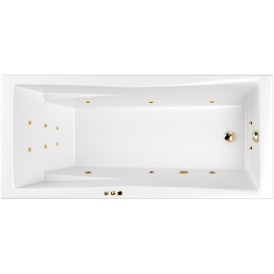 Ванна пристенная акриловая Whitecross Palace SMART 0104.180080.100.SMART.GL (белый глянцевый, золотой), каркас, слив-перелив