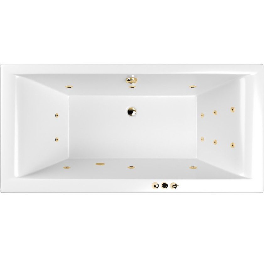 Ванна пристенная акриловая Whitecross Savia Duo SMART 0103.170080.100.SMART.GL 170x80 (белый глянцевый, золотой), каркас, слив-перелив