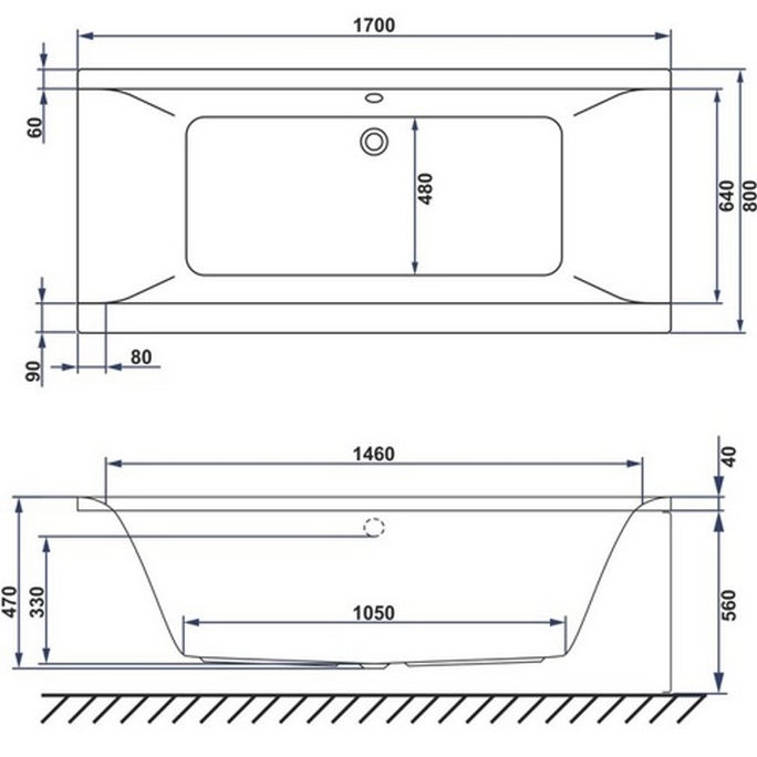 Ванна пристенная акриловая Whitecross Savia Duo SMART 0103.170080.100.SMART.WH 170x80 (белый глянцевый), каркас, слив-перелив