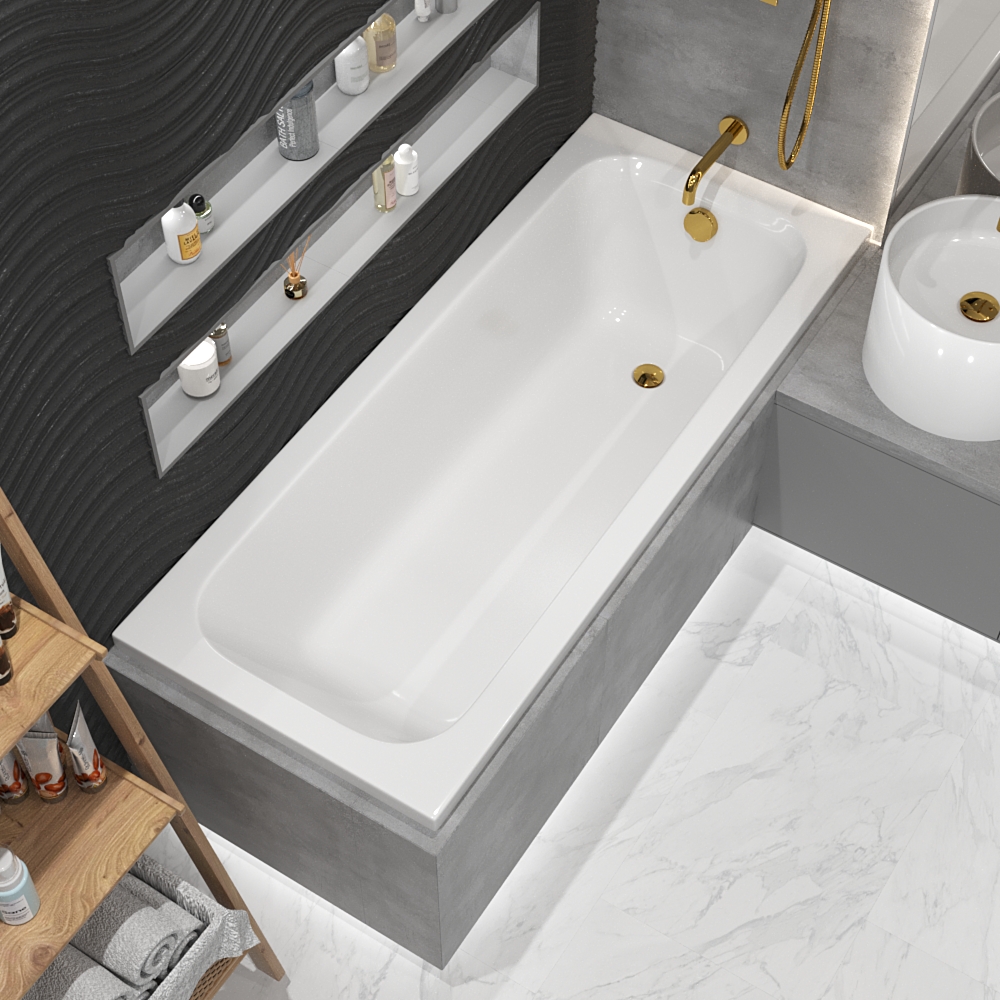 Ванна пристенная акриловая Whitecross Vibe 0105.170070.100 170x70 см, (белый глянцевый), без слива-перелива