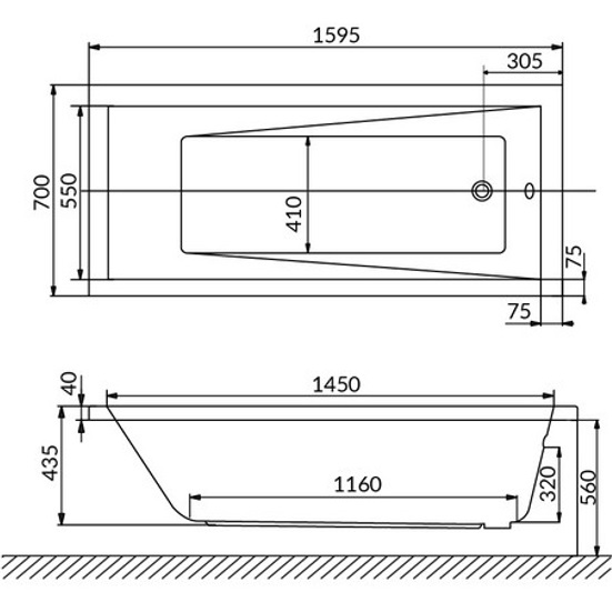 Ванна гидромассажная Whitecross Wave SOFT 0101.160070.100.SOFT.WH 160x70 (белый глянцевый), каркас, слив-перелив