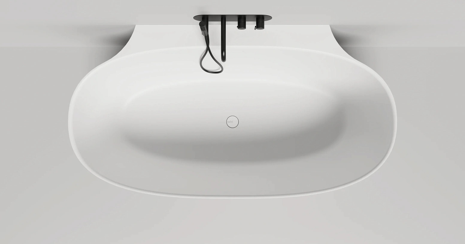 Ванна пристенная Salini S-Sense Alda Wall 101915GF 170.7x90.5x61 (покраска RAL полностью, глянцевый), донный клапан, сифон, слив-перелив