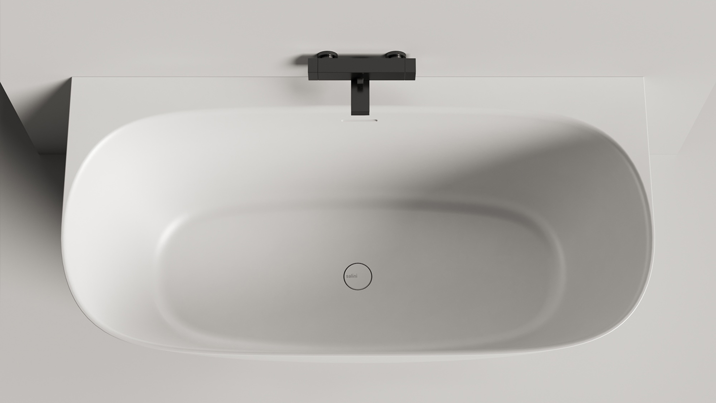 Ванна пристенная Salini S-Sense Sofia Wall 102517G 160x80x59 (белый глянцевый), донный клапан, сифон, слив-перелив