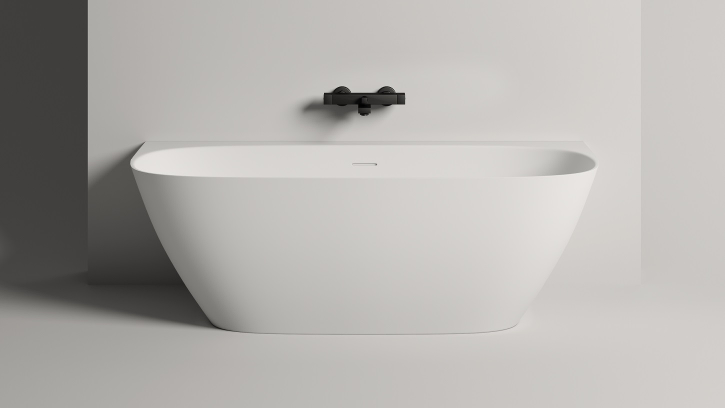 Ванна пристенная Salini S-Stone Sofia Wall 102522MF 170x80x58 (покраска RAL полностью матовый), донный клапан, сифон, слив-перелив