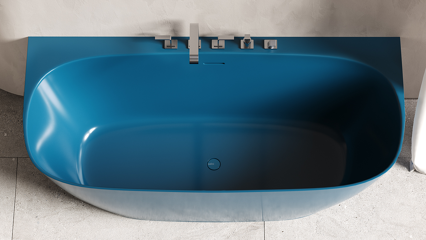 Ванна пристенная Salini S-Stone Sofia Wall 102523MF 180x85x61.5 (покраска RAL полностью, матовый), донный клапан, сифон, слив-перелив