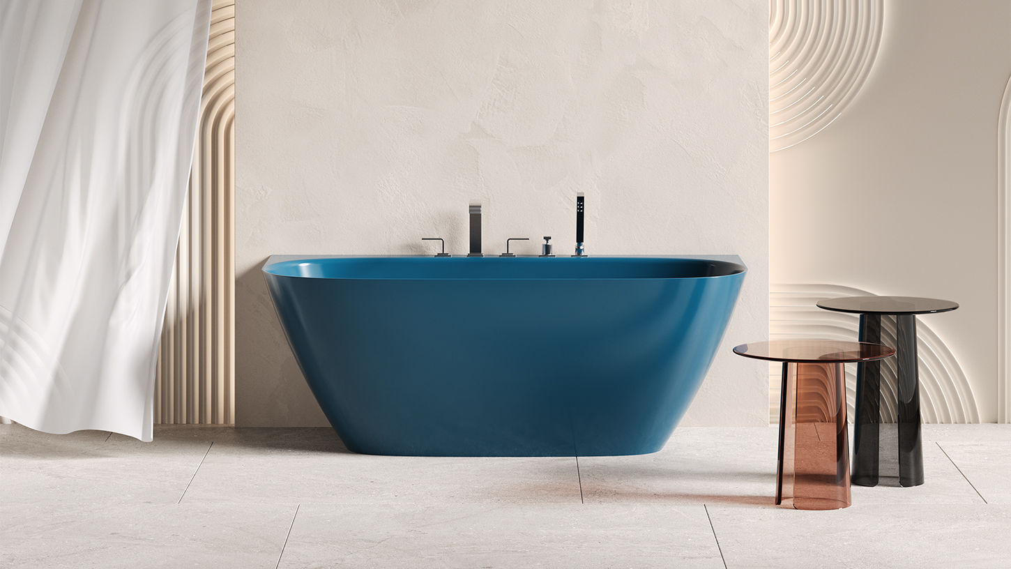 Ванна пристенная Salini S-Stone Sofia Wall 102527MF 160x80x59 (покраска RAL полностью, матовый), донный клапан, сифон, слив-перелив