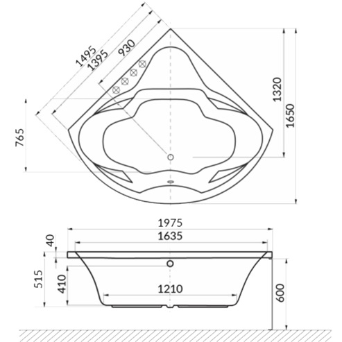 Ванна гидромассажная Whitecross Konsul SOFT 0110.150150.100.SOFT.CR 150x150 (белый глянцевый, хром), каркас, слив-перелив
