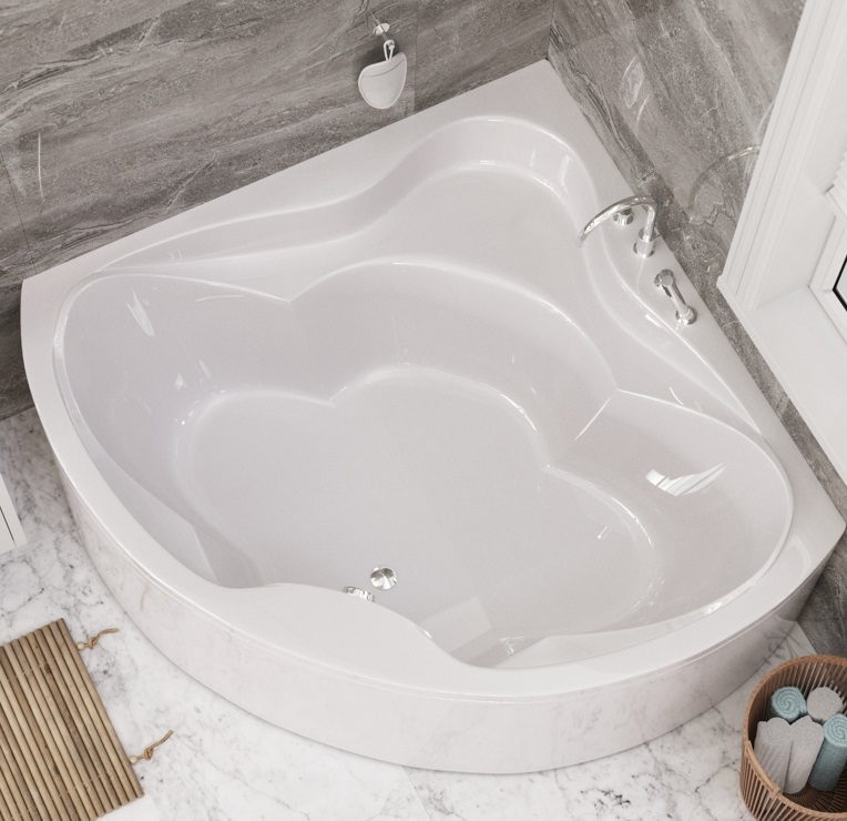 Ванна пристенная угловая Whitecross Konsul 0110.150150.100 150x150 см, (белый глянцевый), без слива-перелива