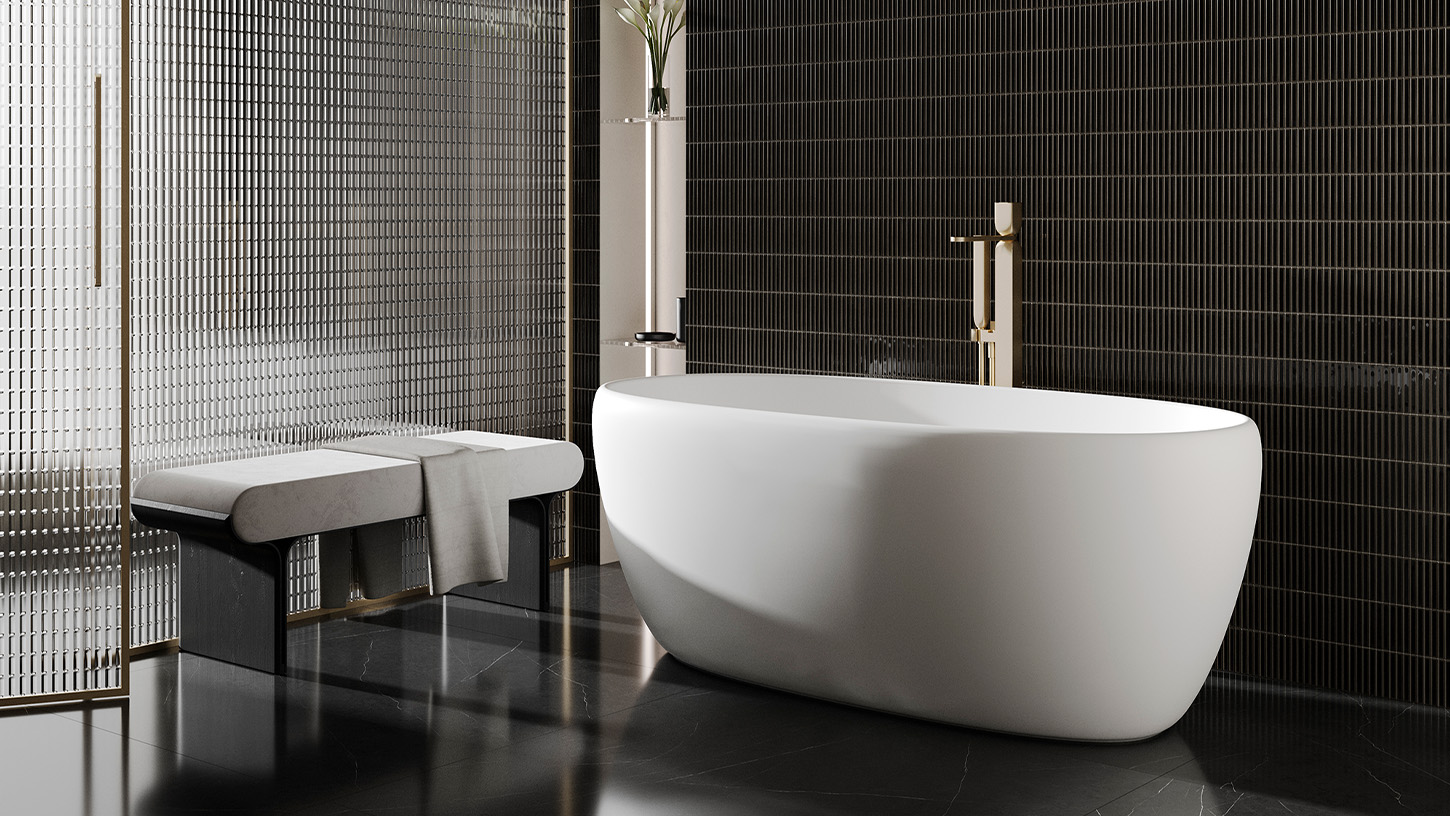 Ванна свободностоящая Salini S-Stone Luce 100122M 150x75x58 (белый матовый), донный клапан, сифон, слив-перелив 