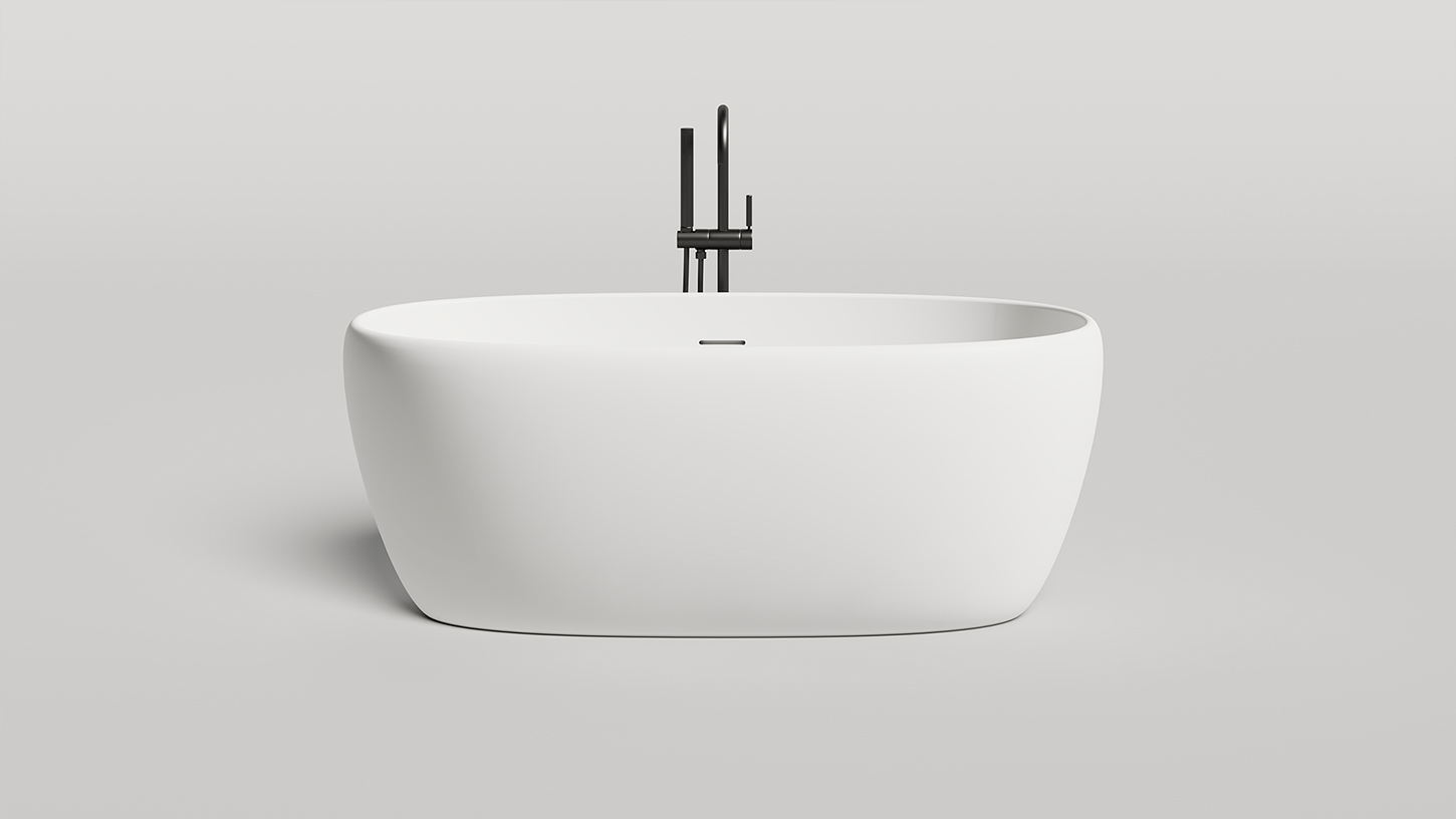 Ванна свободностоящая Salini S-Stone Luce 100122M 150x75x58 (белый матовый), донный клапан, сифон, слив-перелив 