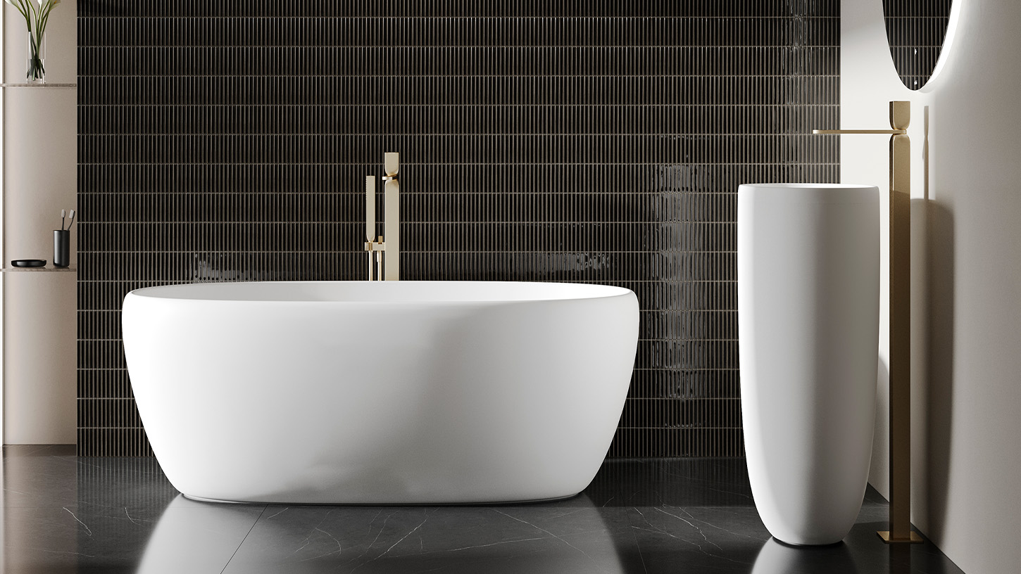 Ванна свободностоящая Salini S-Stone Luce 100122M 150x75x58 (белый матовый), донный клапан, сифон, слив-перелив 