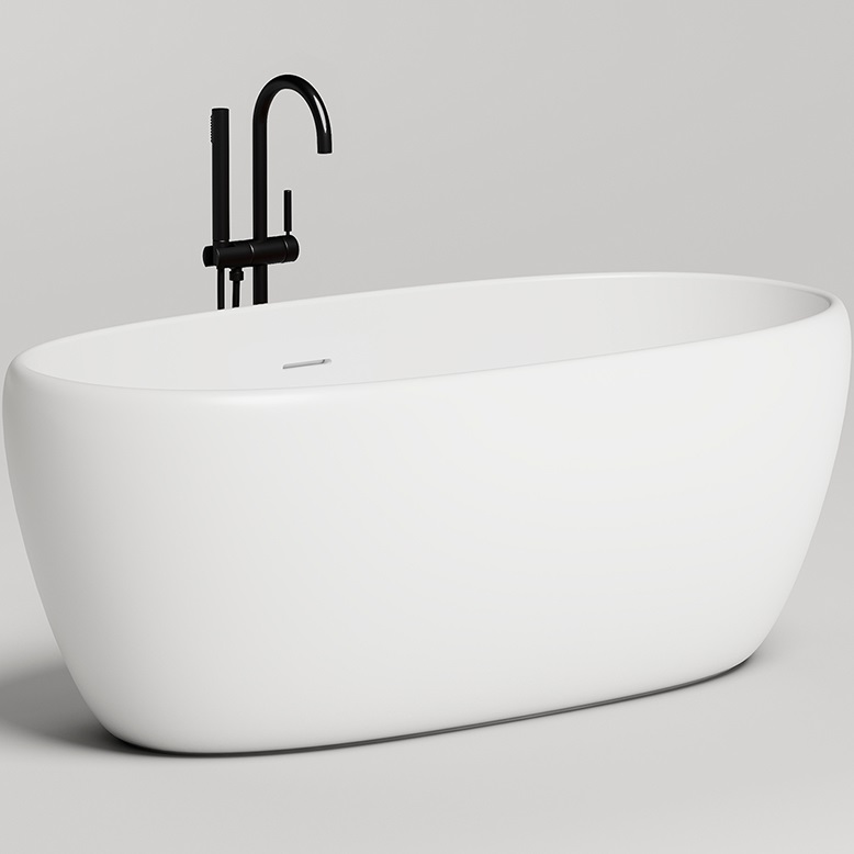 Ванна свободностоящая Salini S-Stone Luce 100122M 150x75x58 (белый матовый), донный клапан, сифон, слив-перелив 