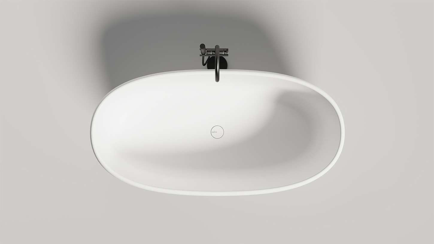 Ванна свободностоящая Salini S-Stone Luce 100122M 150x75x58 (белый матовый), донный клапан, сифон, слив-перелив 