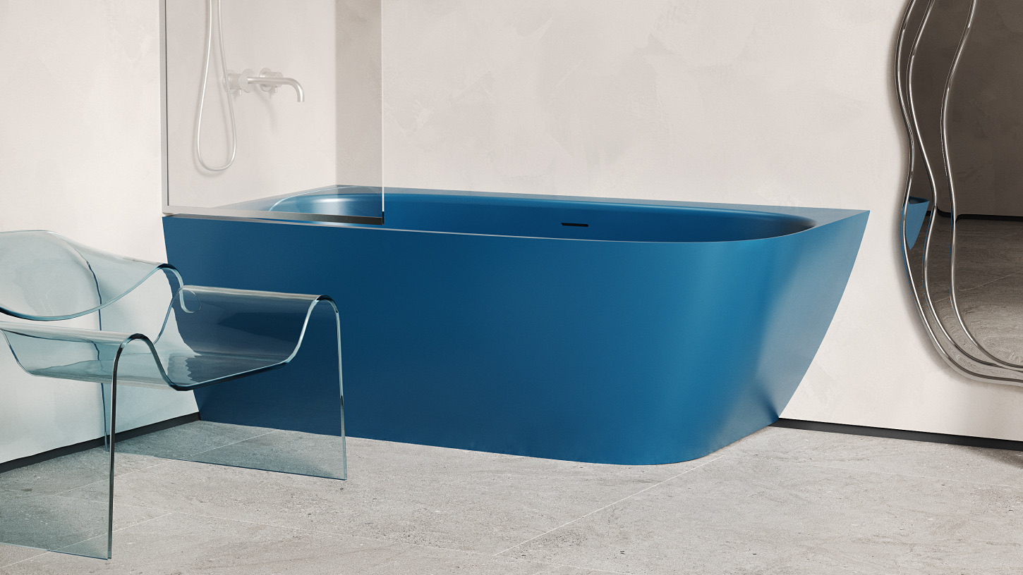 Ванна угловая Salini S-Stone Sofia Corner L 102525MF 170x85x59 (покраска RAL полностью, матовый), донный клапан, сифон, слив-перелив, левосторонняя