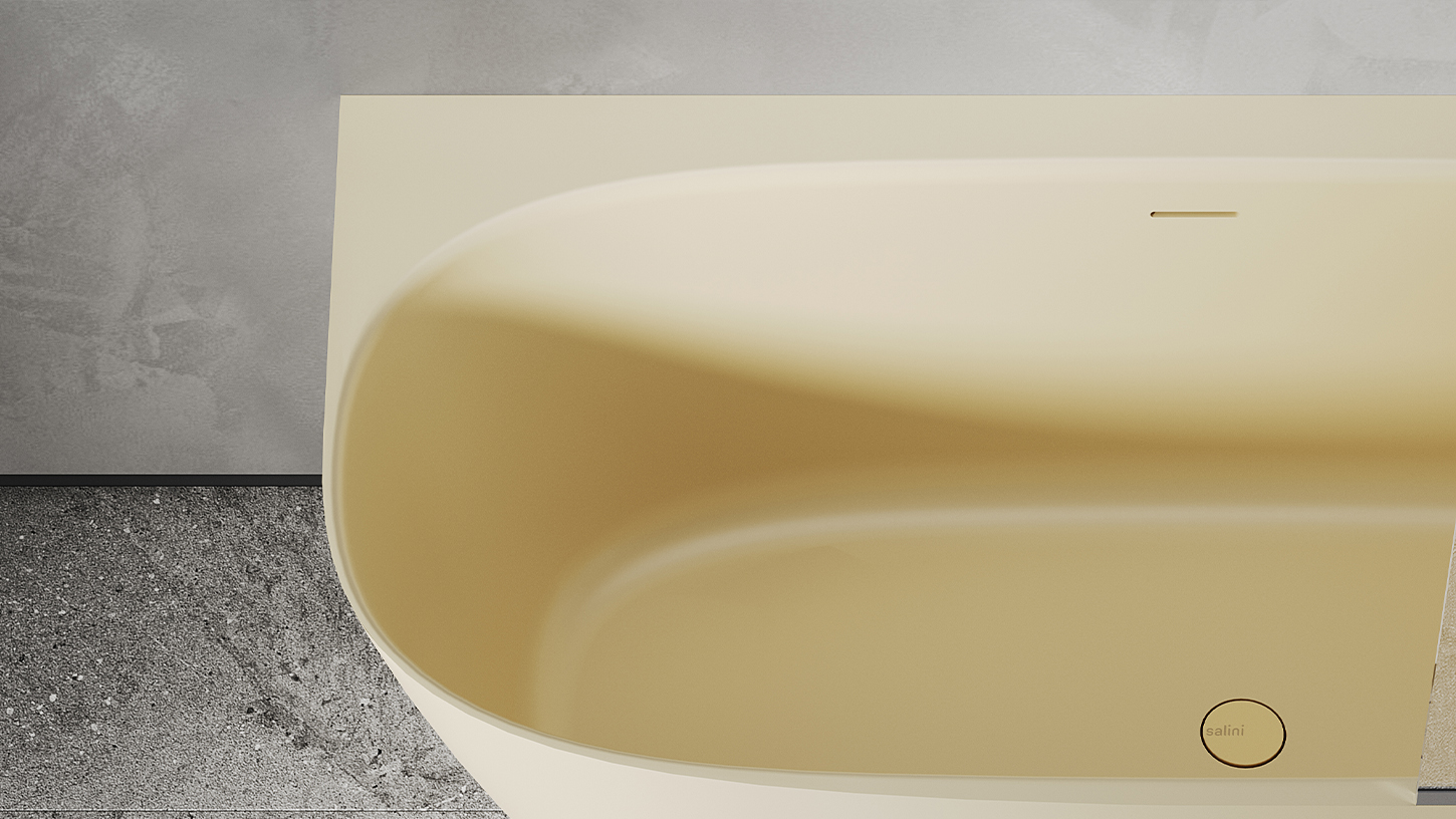 Ванна угловая Salini S-Stone Sofia Corner R 102524MF 170x85x59 (покраска RAL полностью, матовый), донный клапан, сифон, слив-перелив, правосторонняя