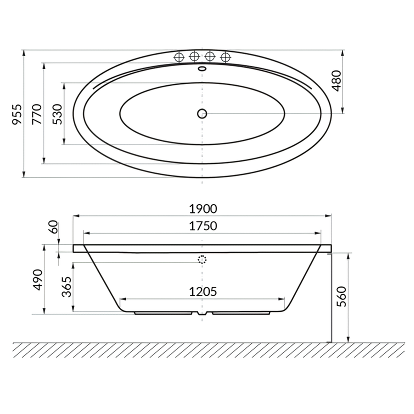 Ванна встраиваемая акриловая Excellent Lumina WAEX.LUM19WH 190x95 (белый глянец)
