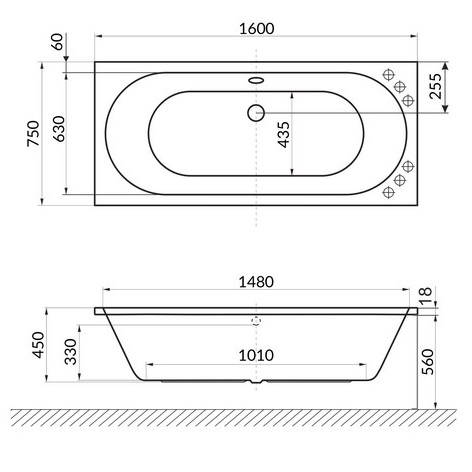 Ванна встраиваемая акриловая Excellent Oceana Slim WAEX.OCE16WHS 160x75 (белый глянец), без слива-перелива