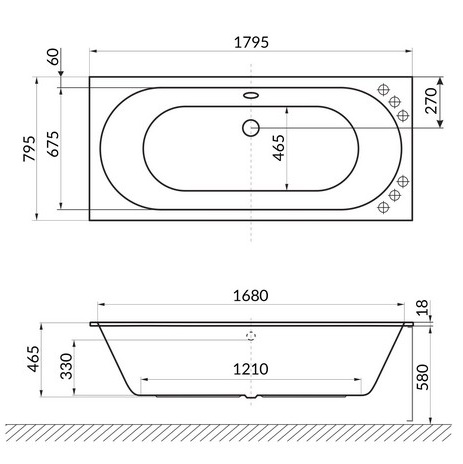 Ванна встраиваемая акриловая Excellent Oceana Slim WAEX.OCE18WHS 180x80 (белый глянец), без слива-перелива