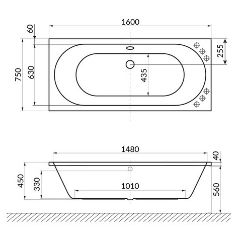 Ванна пристенная акриловая Excellent Oceana WAEX.OCE16WH 160x75 (белый глянец), без слива-перелива