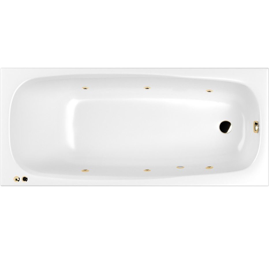Ванна встраиваемая акриловая Whitecross Slim SOFT 0122.180080.100.SOFT.GL 180x80см, (белый глянцевый, золотой), каркас, слив-перелив