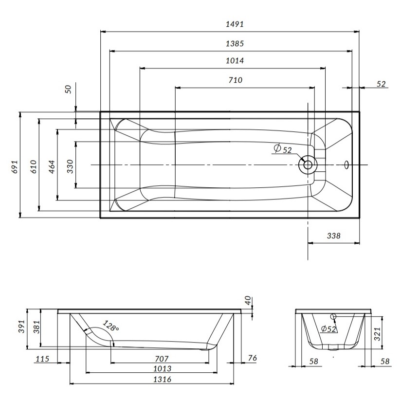 Каркас для ванны AM.PM W90A-150-070W-R