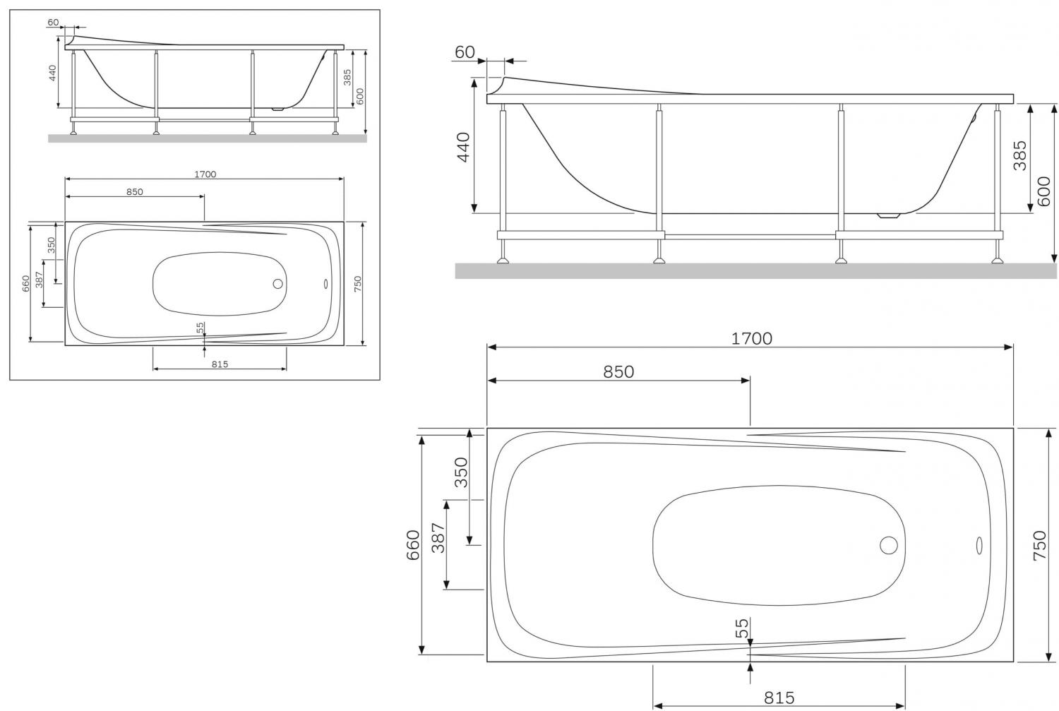 Ванна встраиваемая AM.PM Sensation W30A-170-075W-A 170x75