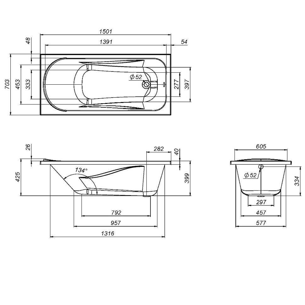 Каркас для ванны AM.PM W76A-150-070W-R